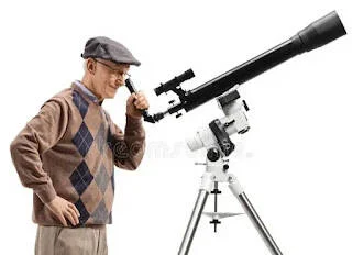 A man stand with the telescope in this image